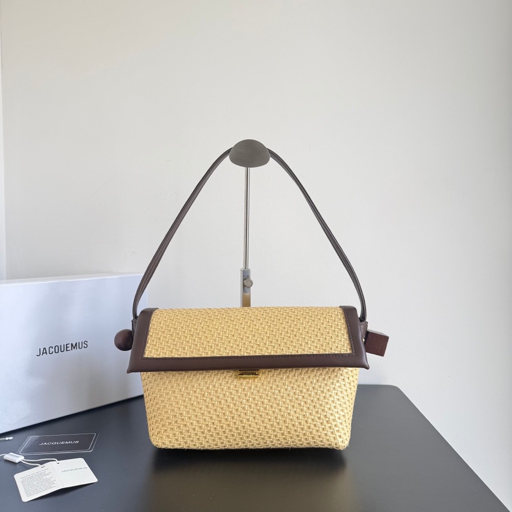 🎀 JACQUEMUS Le Panier Soli Small Straw Tote Bag - Picture 7 of 8